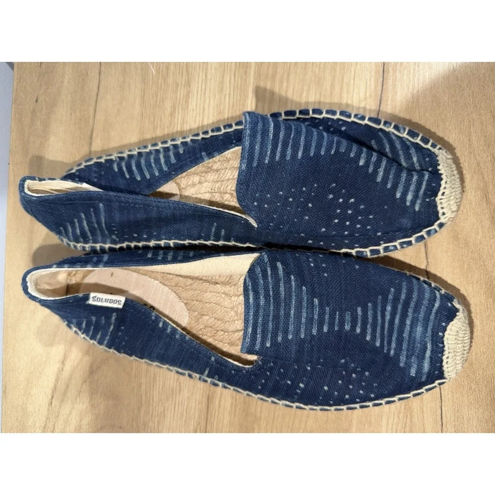 Soludos Women's‎ Espadrille Flats Blue Denim Patchwork Slip-On Size 8 EUR 38.5 Z